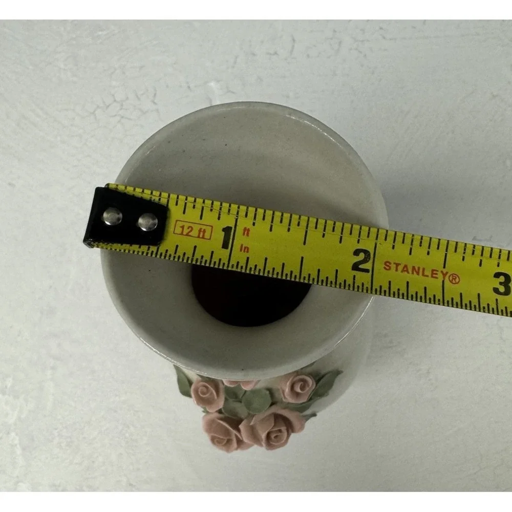 Vintage Floral Vase Iridescent Ceramic Roses Embossed Flower Bud‎ Vase Decor